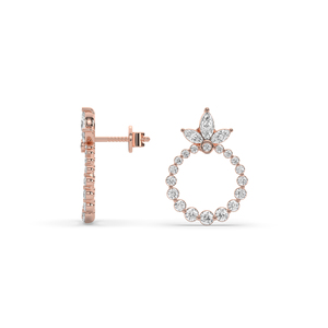 Pendientes de Diamantes Cultivados en Laboratorio de Corte Marquise Redondo de Lujo de 0.88Ct, Oro de 14KT, Diseño Único Multiforma, Joyería Ligera de Boutique - Product Image 4