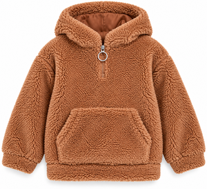 Sweat-shirt à capuche doublé en polaire Teddy marron pour bébé, respirant, en peluche douce de qualité supérieure, veste pull Sherpa, vêtement d'hiver chaud à capuche - Product Image 4