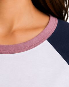 Customized <b>White</b> Navy Blue And Dusty Pink Raglan T <b>Shirt</b> For <b>Women</b> Casual Crew Neck <b>Short</b> <b>Sleeve</b> Soft Cotton Blend Summer - Product Image 6