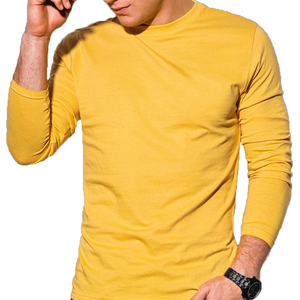เสื้อยืดคอกลมแขนยาวสีขาวสำหรับผู้ชาย ผ้าฝ้าย 100% ทรงเข้ารูป สีพื้น ผ้าเจอร์ซีย์ถักแบบลำลอง คอโอ - Product Image 5