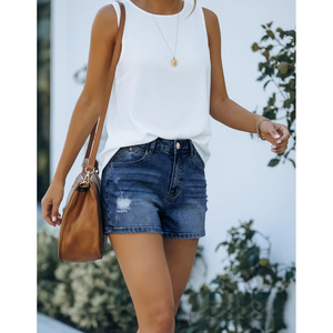 Trending OEM <b>High</b> <b>Waist</b> Distressed Denim <b>Shorts</b> With Ripped Holes And Frayed Hem Casual Summer Style Women's <b>Jeans</b> <b>Shorts</b> - Product Image 3