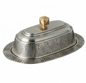 Beurrier moderne fini argenté, ustensile de cuisine, vaisselle de rangement pour comptoir, beurrier en acier inoxydable - Product Image 3