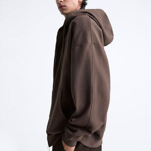 Sudadera con Capucha y Cierre de Cremallera para Hombre, Talla Grande, Color Sólido, 100% Algodón, Felpa Francesa, Transpirable, Ropa Casual de Invierno, 380g - Product Image 3
