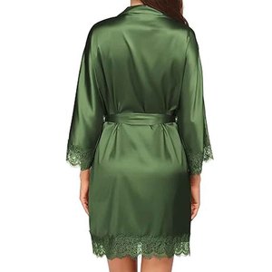 ชุดคลุมลูกไม้ลายดอกไม้สำหรับผู้หญิง ผ้าซาติน คิโมโน ชุดนอน ชุดชั้นในเจ้าสาว ชุดคลุมแต่งงานแบบโปร่งบาง - Product Image 4