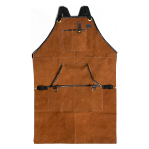 Leather Apron <b>Chef</b> Butcher Metalworker Carpenter Breathable Comfortable Unisex One Small and Two Large Pockets CE - Product Image 1
