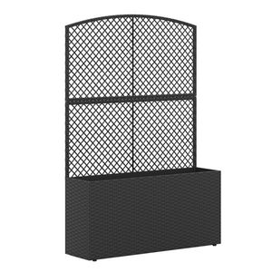 Fioriera da Esterno Nera in Rattan PE da 58 Pollici, Letto da Giardino Rialzato con Piedini Regolabili e Recinzione a Traliccio - Product Image 3