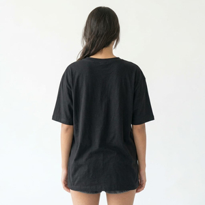 Camiseta Negra Casual de Cuello en V para Mujer, Talla Grande, 100% Algodón Ecológico, Impresión de Logotipo Digital Personalizada, Camiseta Lisa al por Mayor - Product Image 2