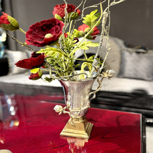 New Arrival Luxury Gold Decorative Flower <b>Vase</b> Handmade European Style for Home Office Living Room Table Decor - Product Image 1