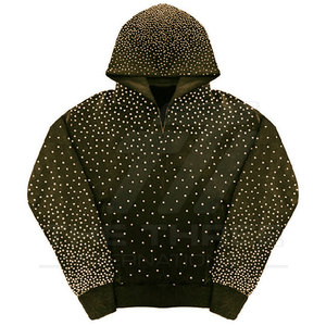 Sudadera con capucha de alta gama para hombre con diamantes de imitación, diseño elegante con cristales, calidad premium, ropa de calle informal, sudadera con capucha para adultos. - Product Image 6