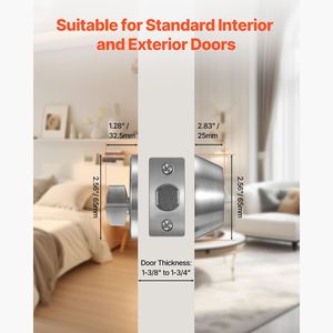Serratura a Cilindro Singolo Rotonda con Chiave su un Lato, Costruzione Interamente in Metallo, Adatta per Porte Interne ed Esterne di Dimensioni Standard - Product Image 6