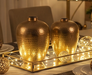 Premium Brass Hammered Tabletop <b>Vase</b> Set Bohemian Style Handmade <b>Decorative</b> <b>Vases</b> For Housewarming - Product Image 6