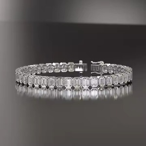 Customized Round Shape Moissanite Diamond Bracelet Bezel Setting 18K Yellow Gold Diamond Bracelet for Both Women - Product Image 3