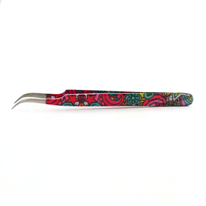 Pince à épiler pour extensions de cils de haute qualité, courbée à 75 degrés, couleur or rose, avec logo personnalisé - Product Image 3