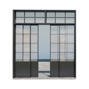 Porte coulissante intérieure française rétro insonorisée <span class=keywords><strong>à</strong></span> prix avantageux, cadre en aluminium, porte coulissante en verre trempé pour villas - Product Image 3