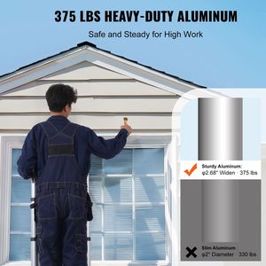 บันไดอลูมิเนียมรูปตัวเอ ขนาด 12.5 ฟุต แบบยืดหดได้ น้ำหนักเบา ปุ่มกดหลายปุ่มสำหรับการพับเก็บ รับน้ำหนักได้ 375 ปอนด์ - Product Image 6