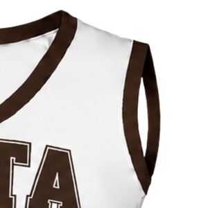 Haut d'uniforme de cheerleading marron sans manches, col en V, tenue de sport athlétique pour compétition de danse en équipe - Product Image 4