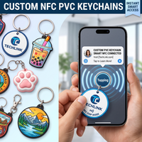 Llavero con Chip NFC Inteligente, Logotipo Personalizado, Anillo de PVC para Llaves, Toque para Compartir Datos de Tarjeta de Visita Digital, Regalo Promocional al por Mayor