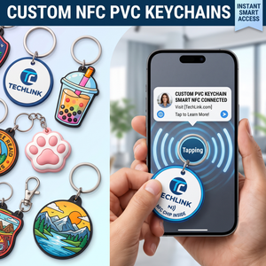 Llavero con Chip NFC Inteligente, Logotipo Personalizado, Anillo de PVC para Llaves, Toque para Compartir Datos de Tarjeta de Visita Digital, Regalo Promocional al por Mayor - Product Image 1