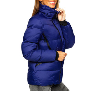 Veste matelassée bleue pour homme, coupe-vent, manteau d'hiver avec fermeture éclair, style décontracté, coupe régulière, rembourrage en polyester, col roulé - Product Image 2