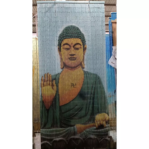 Authentic Handmade Bamboo Beaded Curtain Buddha Design Bohemian Style Blackout Eco-Friendly Decorative Door Hanging Made Order - Product Image 1