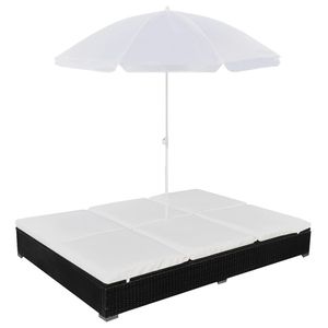 Cama de Exterior de Ratán Sintético Negro, 78.7x55.1 Pulgadas, Tumbona para una Relajación Cómoda - Product Image 1