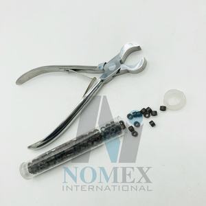 Herramientas de extensión de cabello pulidas en plata originales que incluyen cortador de enlace, alicates de 3 agujeros, cuentas y pinzas para seccionar el cabello, acero inoxidable - Product Image 5
