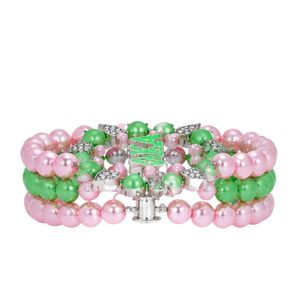 Pulsera de 5 Hilos con Perlas Rosas y Verdes, Joyería de Moda para Mujer, Elegante Pulsera de Cuentas en Capas, Accesorio Decorativo para la Muñeca, Regalo - Product Image 1