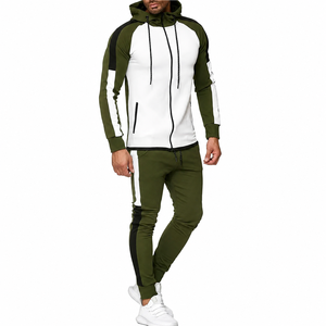 Conjunto Deportivo para Hombre con Capucha y Bloques de Color Rojo y Negro, Sudadera con Cremallera Completa y Bolsillos Laterales, Ropa Deportiva Casual - Product Image 3