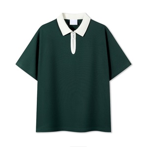 Polo de manga corta azul marino para hombre con cuello blanco y diseño de letras impresas en la parte delantera, estilo casual. - Product Image 5