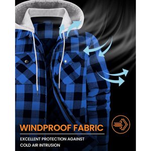 Chemise en flanelle vintage pour homme 2025, veste en coton à carreaux avec capuche, doublure en polaire, fermeture éclair, teinte et enduite, tailles XS à 5XL incluses - Product Image 4