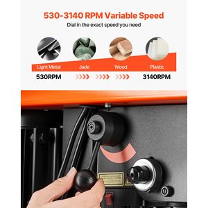 Trapano a Colonna da Banco 5 Amp 0.8 HP 600W 10 Pollici con Velocità Variabile 530-3140 RPM e Tavolo Inclinabile 0-45 Gradi per Progetti Fai-da-Te - Product Image 4
