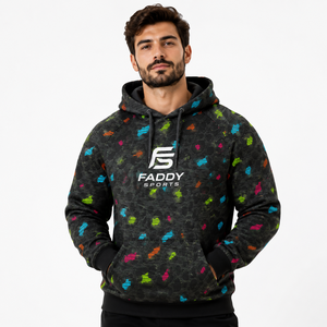 Sweat-shirt à capuche personnalisé pour homme, imprimé léopard par sublimation, couleurs néon, pull-over pour la gym, le fitness, le streetwear, pour l'entraînement - Product Image 3
