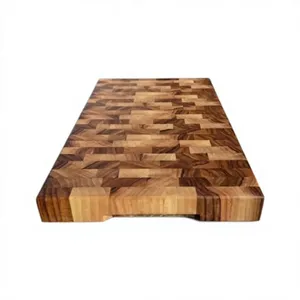 Planche à découper en bois d'acacia naturel rustique, durable, de forme rectangulaire, passe au lave-vaisselle, pour la préparation des aliments en cuisine, découpe des légumes - Product Image 1