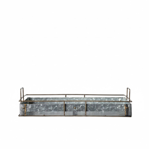 Farmhouse Galvanized Metal Eco-Friendly Serving <b>Tray</b> Sturdy Handles Dishwasher Safe Home <b>Kitchen</b> Decorative Storage Organizer - Product Image 1