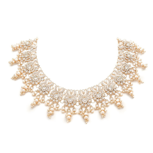 Designer Choker <b>Necklace</b> <b>Set</b> 10575614LC Fashion Jewelry with Sparkle Austrian Stone <b>Pearl</b> Beads - Product Image 2