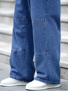 Men's Leg Denim Cargo <b>Pants</b> Mid Waist Loose Fit Cotton Casual Style Spring Wear Blue Jeans Cargo Men's Jeans - Product Image 3