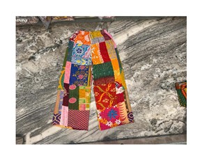 Pantalones Anchos de Algodón con Patrón de Parches Kantha, Hechos a Mano, Unisex, Estilo Bohemio, Ecológicos y Transpirables, Pantalones Indios para Mujer - Product Image 6