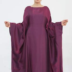 Abaya longue pour femme en soie et mousseline, couleur violette personnalisée, anti-rides, légère, style musulman, Qatari, turc, pour le Hajj et l'Omra - Product Image 4