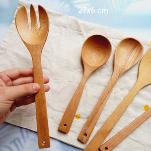 Natural Beech <b>Wooden</b> <b>Spoon</b> <b>Cooking</b> Reusable Multifunctional Food Grade Kitchen Tool Long Handle From Vietnam - Product Image 5