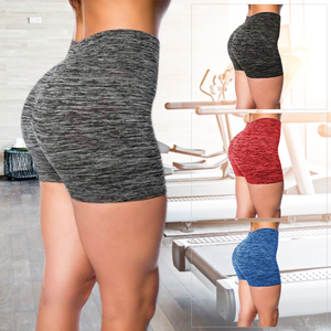 Shorts de yoga vintage gris uni en coton tissé 100 % taille haute pour femme, style sportif, respirant, taille élastique, coupe régulière - Product Image 6