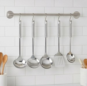 Set of 4 Stainless Steel Silverware Flatware Mirror Polished Food Serving Set Includes <b>Soup</b> <b>Ladle</b> Spatula Turner Utensils - Product Image 5