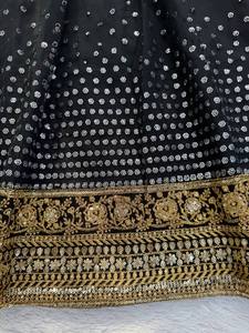 Vestido Anarkali de terciopelo de viscosa puro, estilo indio-pakistaní, con bordado y lentejuelas, conjunto largo con dupatta para niñas, ideal para bodas. - Product Image 4