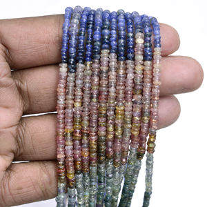 Multi Sapphire Gemstone Perles de pierres précieuses 5.5x3mm en forme de rondelle lisse Perles de saphir de 16 pouces pour la fabrication de bijoux - Product Image 3
