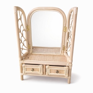 <b>Dressing</b> <b>table</b> <b>for</b> kids bedroom natural weave rattan vanity set with mirror & <b>storage</b> drawer - Product Image 1