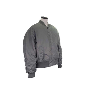 Chaqueta Bomber Gris para Hombre, Color Sólido, Cuello Alto, Cierre de Cremallera, Resistente al Viento, Informal, para Otoño, Material de Poliéster - Product Image 1