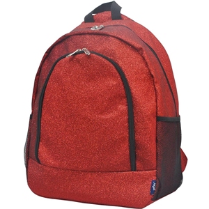 Cheerleading Backpack Custom Red Glitter Sparkle Black Trim Silver Zipper Dual Mesh Pocket 180g Nylon/Polyester Fabric <b>Weight</b> - Product Image 2