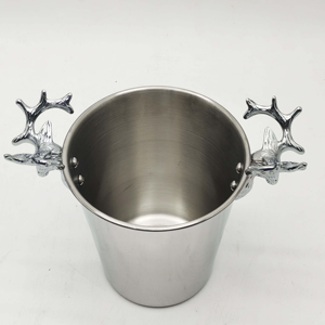 Nuevo Cubetero de Acero Inoxidable para Bebidas, Decorado con Astas de Ciervo Plateadas, Enfriador de Vino y Champán - Product Image 3