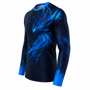 2026 Magnifique Rashguard à motif oiseau bleu imprimé pour homme, design cool et énergique, séchage rapide, respirant, manches longues - Product Image 6