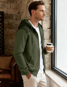 Sudadera con capucha y cremallera para hombre, color sólido, estilo casual, con bolsillos, transpirable, corte regular, para otoño. - Product Image 3
