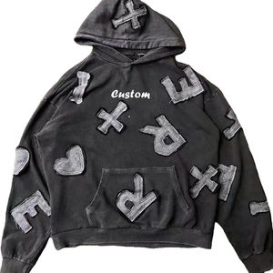 Sudadera con capucha de forro polar Nextgen Distress con bordado, estilo urbano contemporáneo, patrón digital, detalles de pedrería, algodón. - Product Image 6